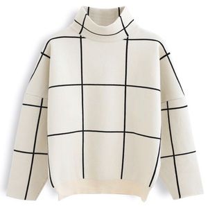 Chic Wish Grid Turtleneck Sweater size small